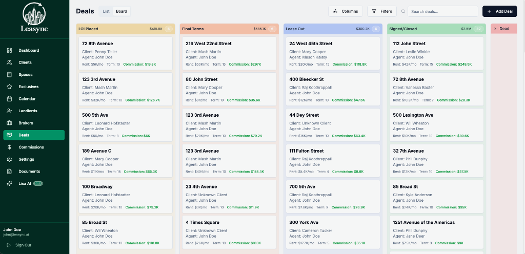 Leasync deals pipeline
